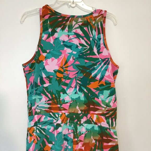 Juicy Couture Tropical Palm Print Sleeveless Zip Front Tank Jumpsuit Size M - Picture 6 of 13